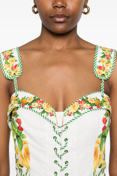 Picnic Flowers Off-White Sleeveless Mini Dress