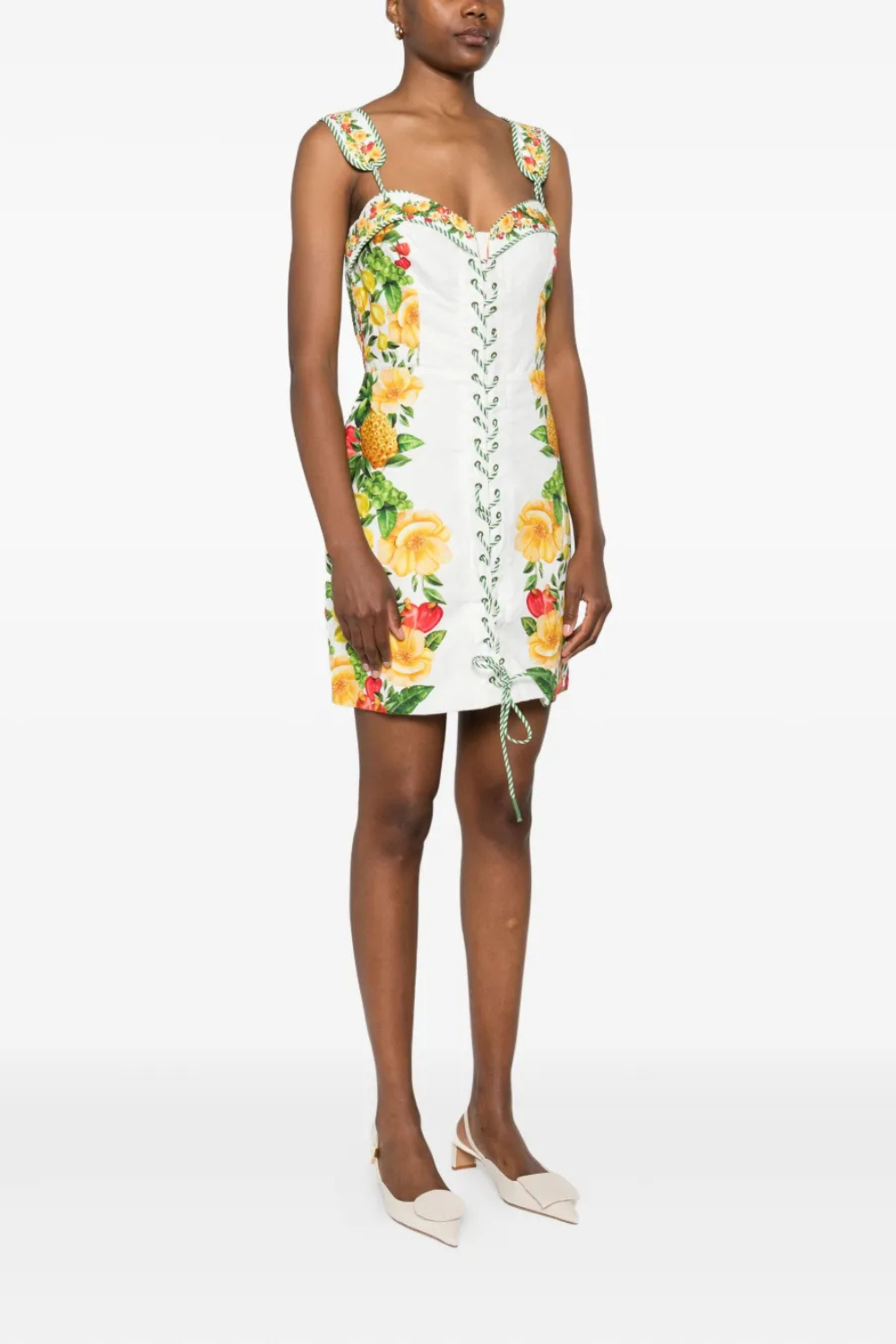 Load image into Gallery viewer, Picnic Flowers Off-White Sleeveless Mini Dress
