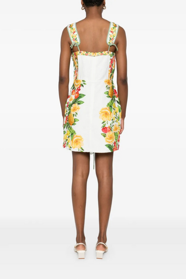Picnic Flowers Off-White Sleeveless Mini Dress