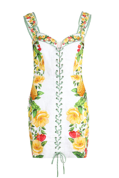 Picnic Flowers Off-White Sleeveless Mini Dress