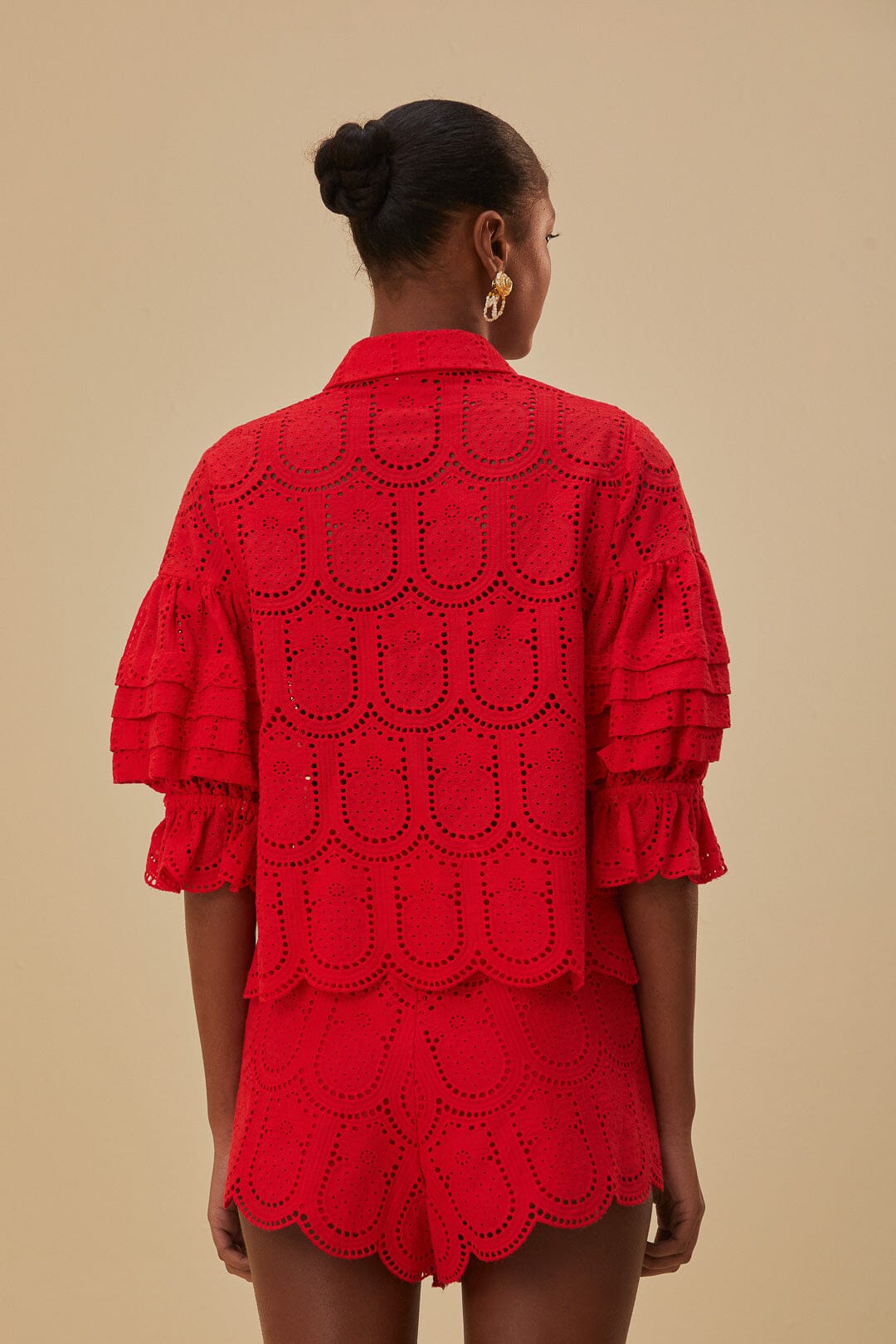 Load image into Gallery viewer, Pineapple Eyelet Red Blouse - Top
