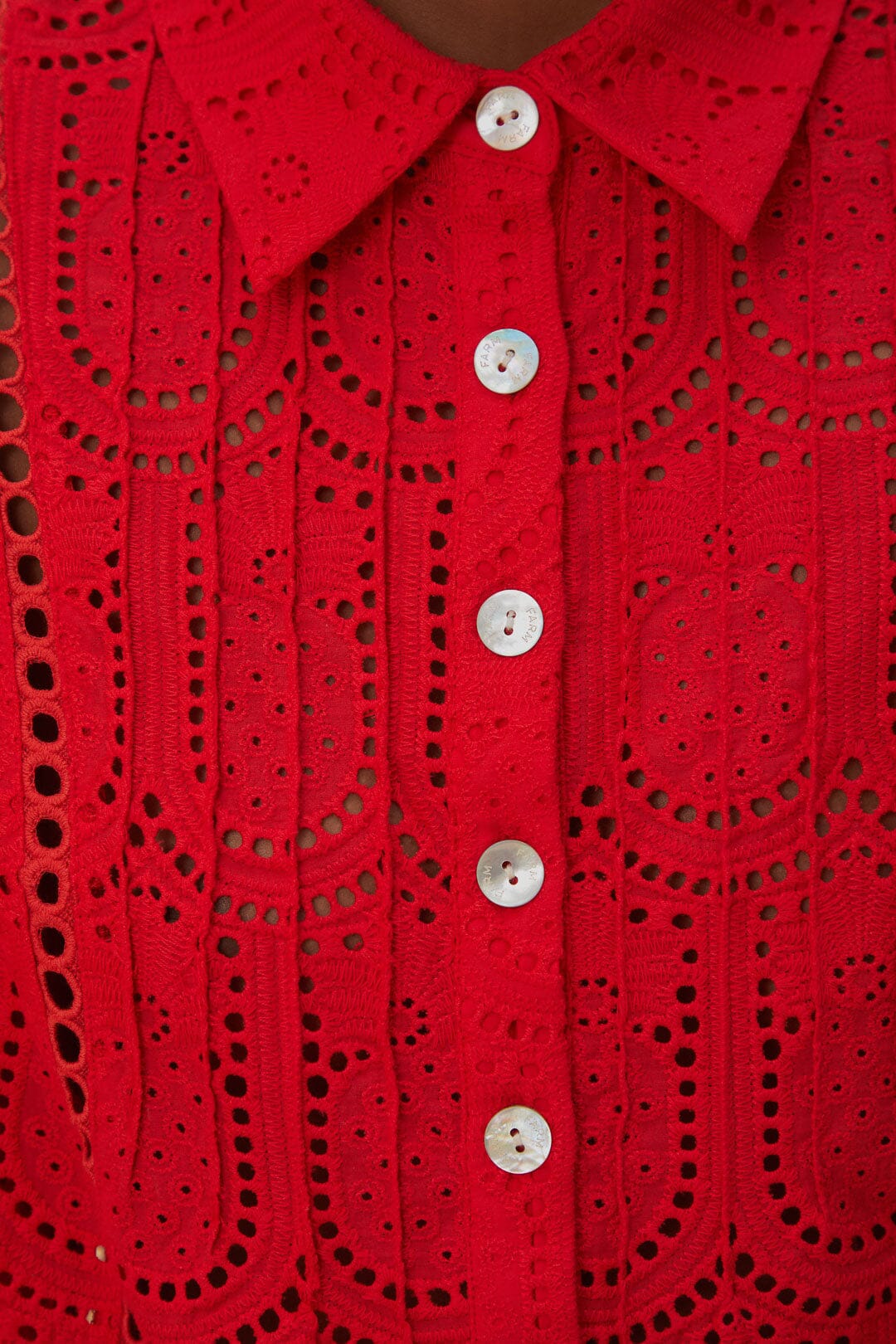 Load image into Gallery viewer, Pineapple Eyelet Red Blouse - Top
