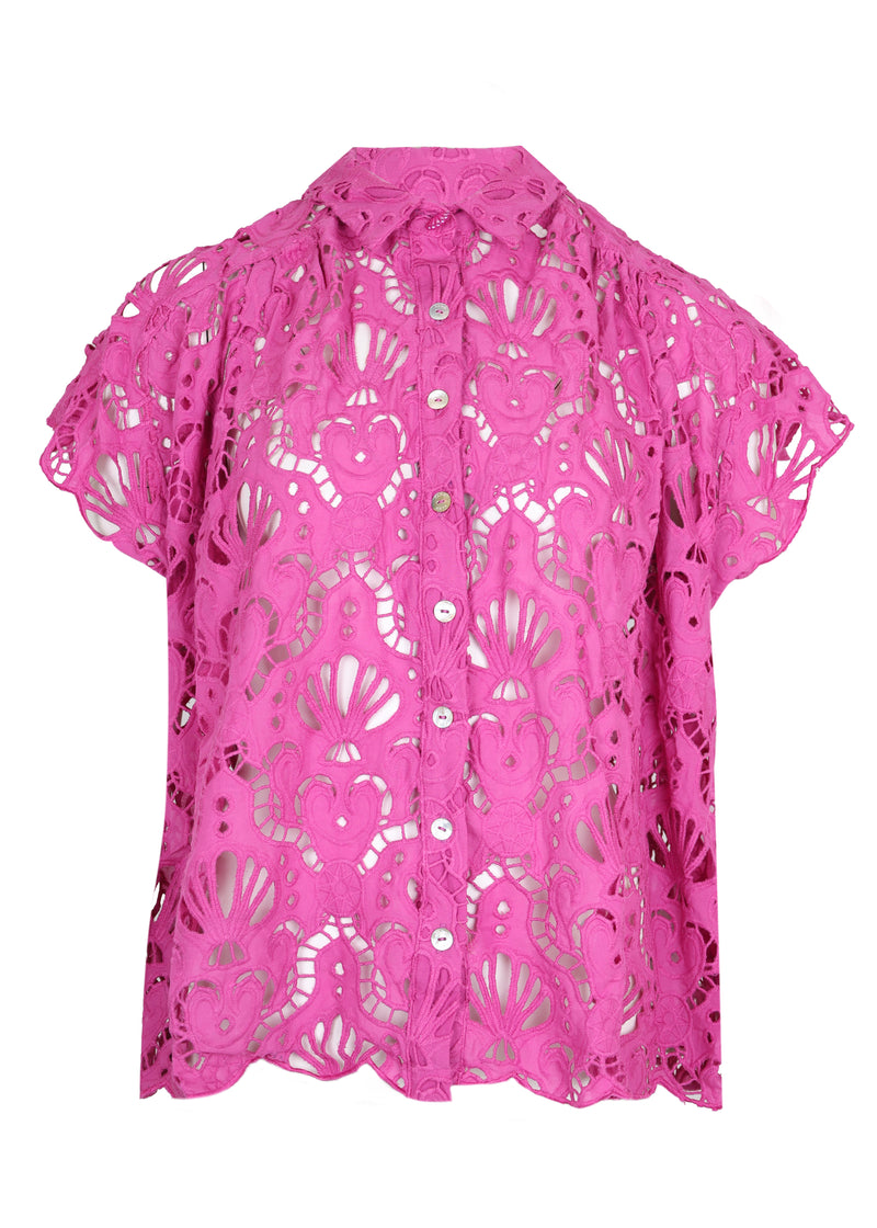 Pink Seashell Eyelet Shirt