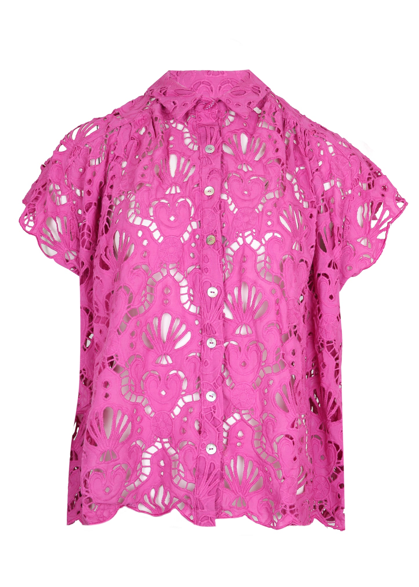 Load image into Gallery viewer, Pink Seashell Eyelet Shirt

