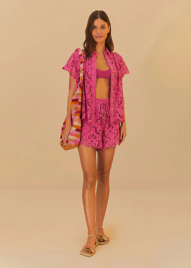 Pink Seashell Eyelet Short