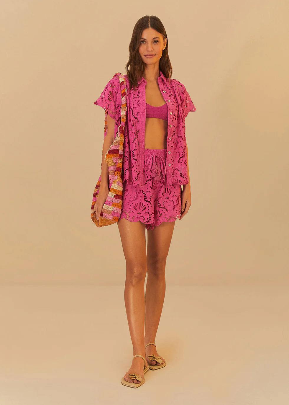 Load image into Gallery viewer, Pink Seashell Eyelet Short
