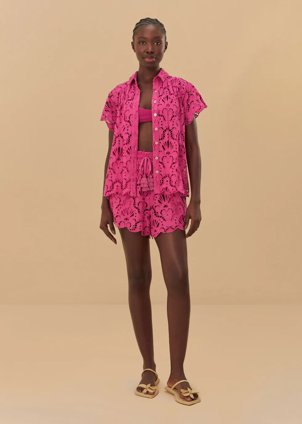 Load image into Gallery viewer, Pink Seashell Eyelet Short
