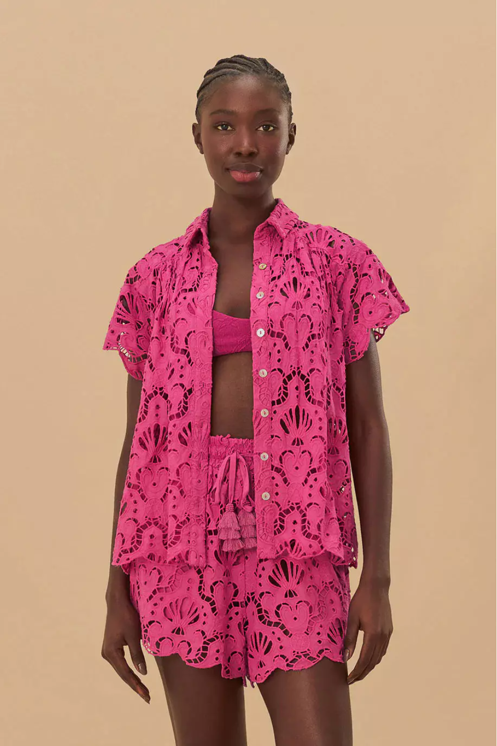 Pink Seashell Eyelet Short