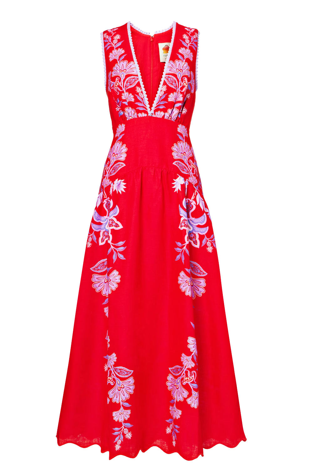 Porcelain Garden Red Midi Dress