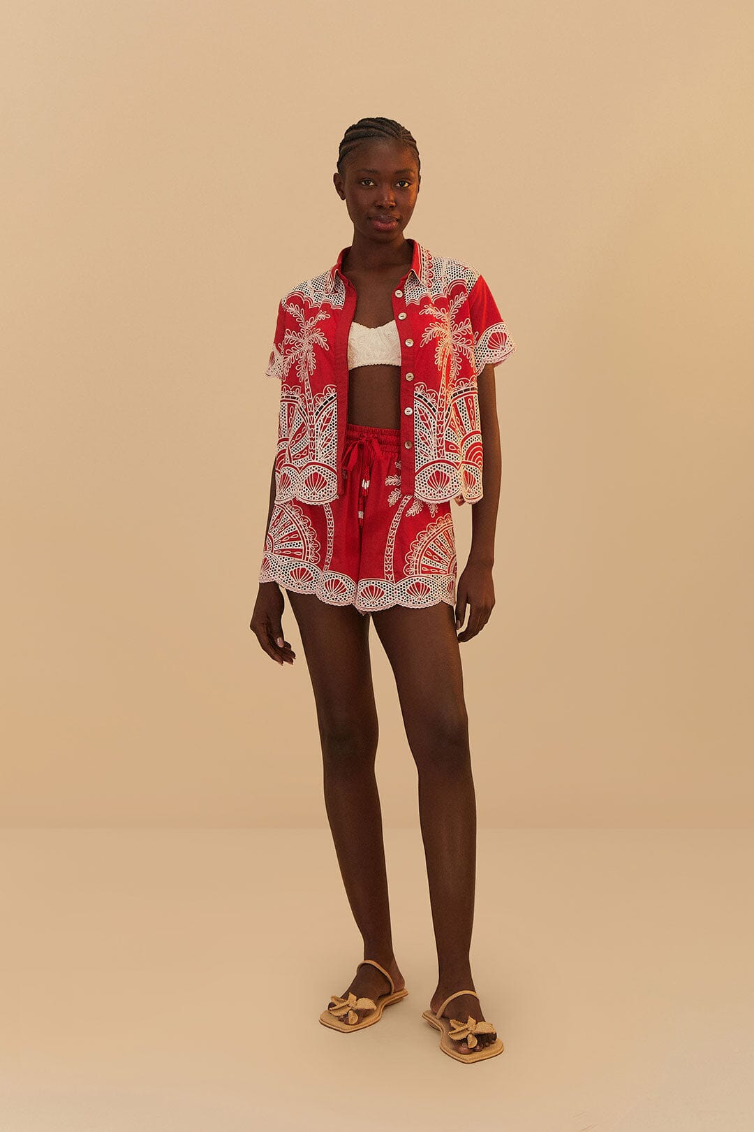 Load image into Gallery viewer, Red Palm Trees Embroidered Shirt
