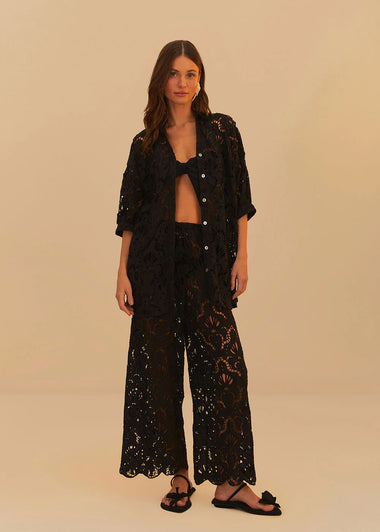 Seashell Eyelet Pants Black