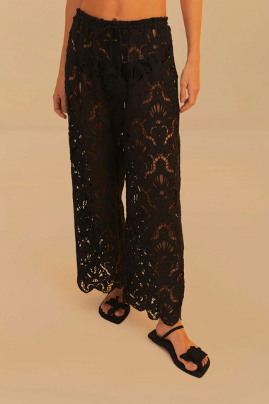 Seashell Eyelet Pants Black
