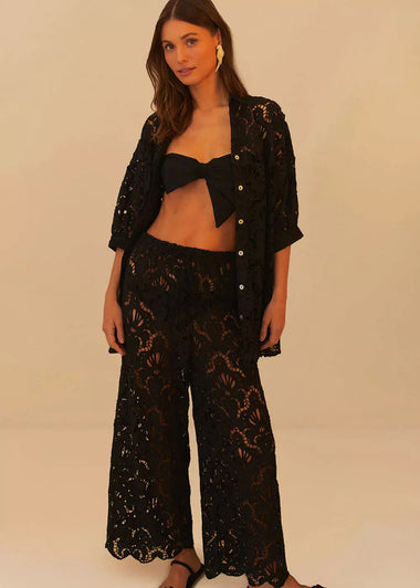 Seashell Eyelet Shirt Black