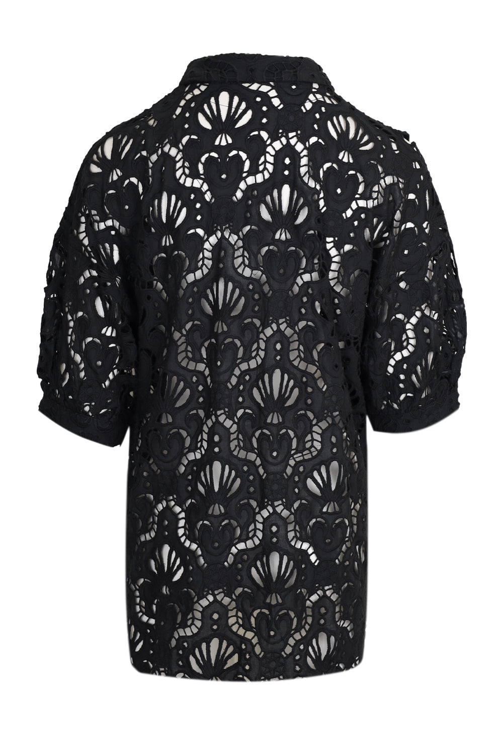 Load image into Gallery viewer, Seashell Eyelet Shirt Black
