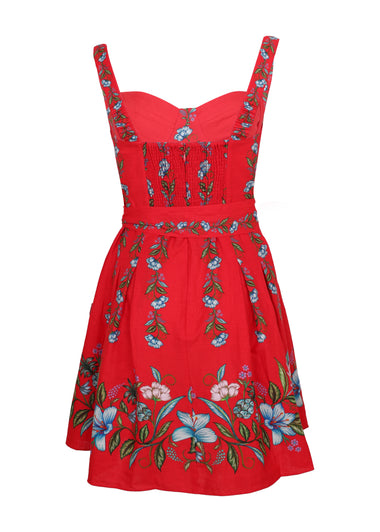 Sweet Bloom Bouquet Red Sleeveless Mini Dress
