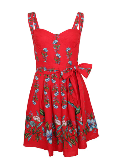 Sweet Bloom Bouquet Red Sleeveless Mini Dress