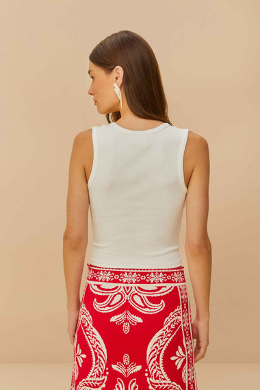 Embroidered Tank Top Off White