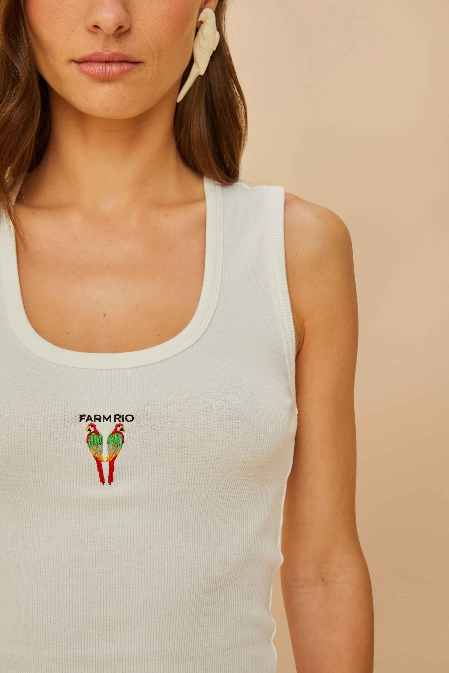 Load image into Gallery viewer, Embroidered Tank Top Off White
