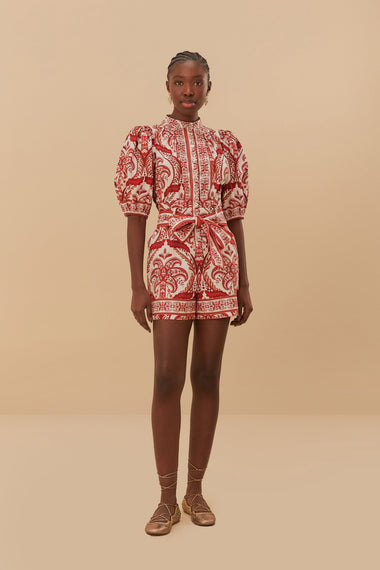 Tropical Cameo Off-White Romper