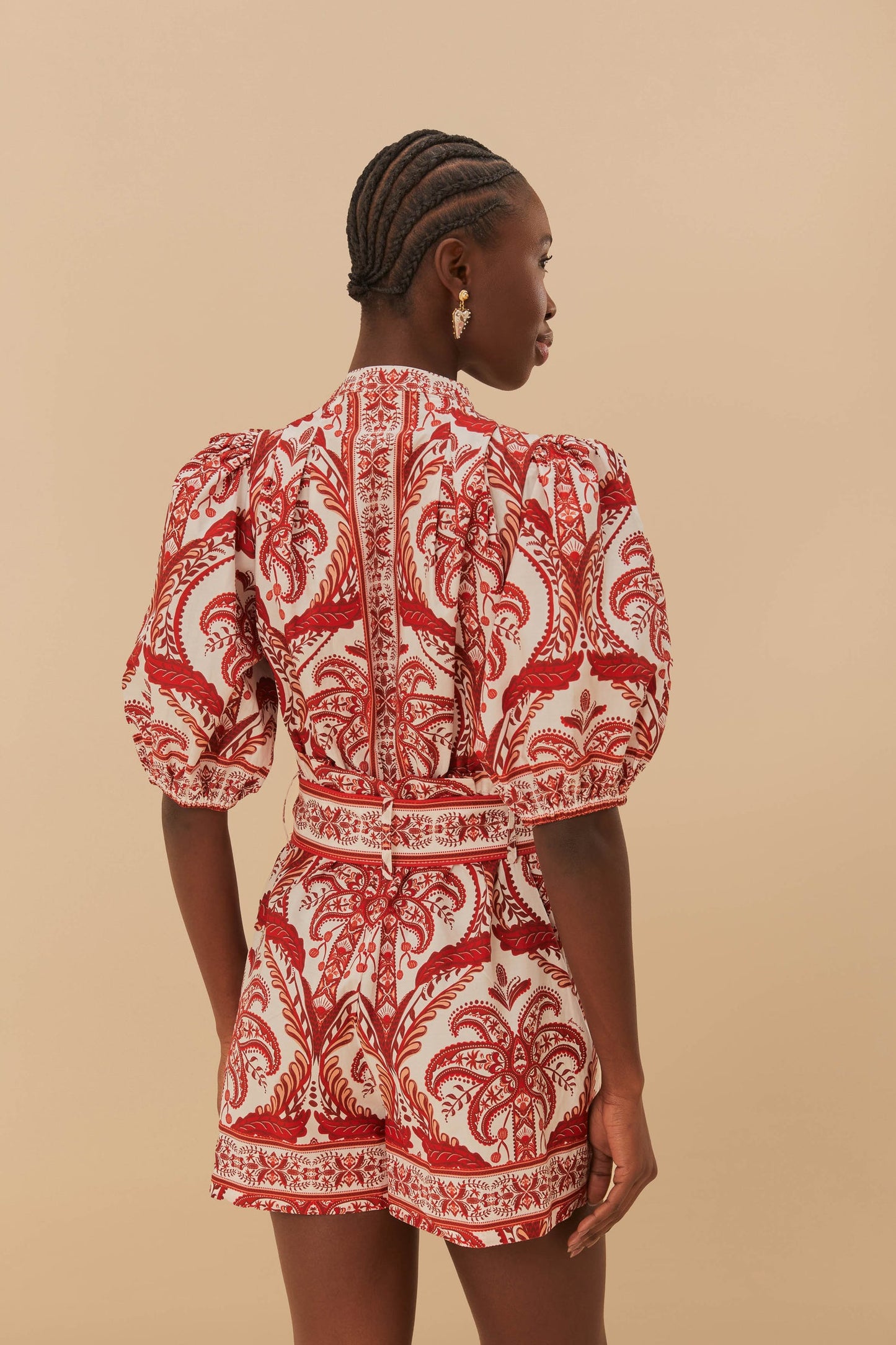 Load image into Gallery viewer, Tropical Cameo Off-White Romper
