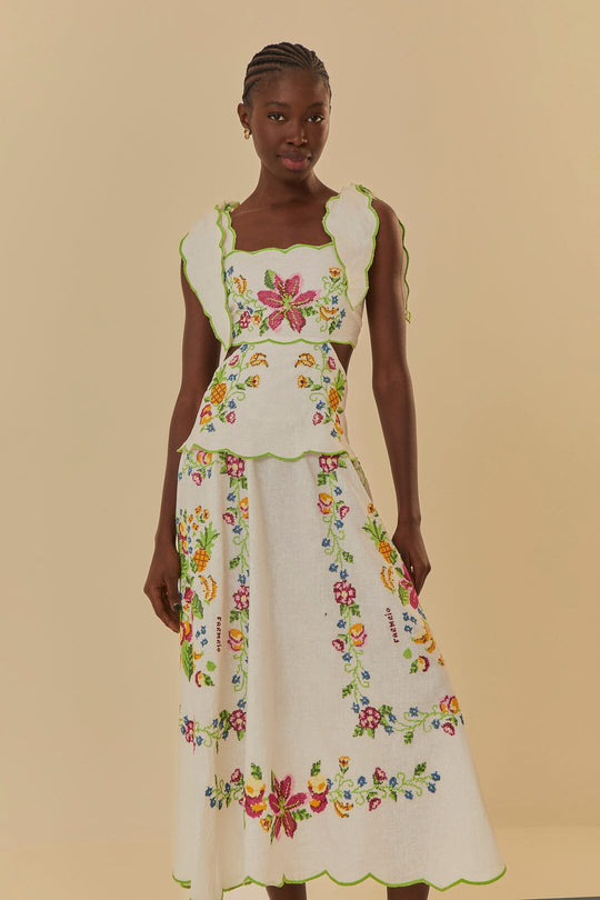 Tropical Romance Off White Maxi Dress - Dress