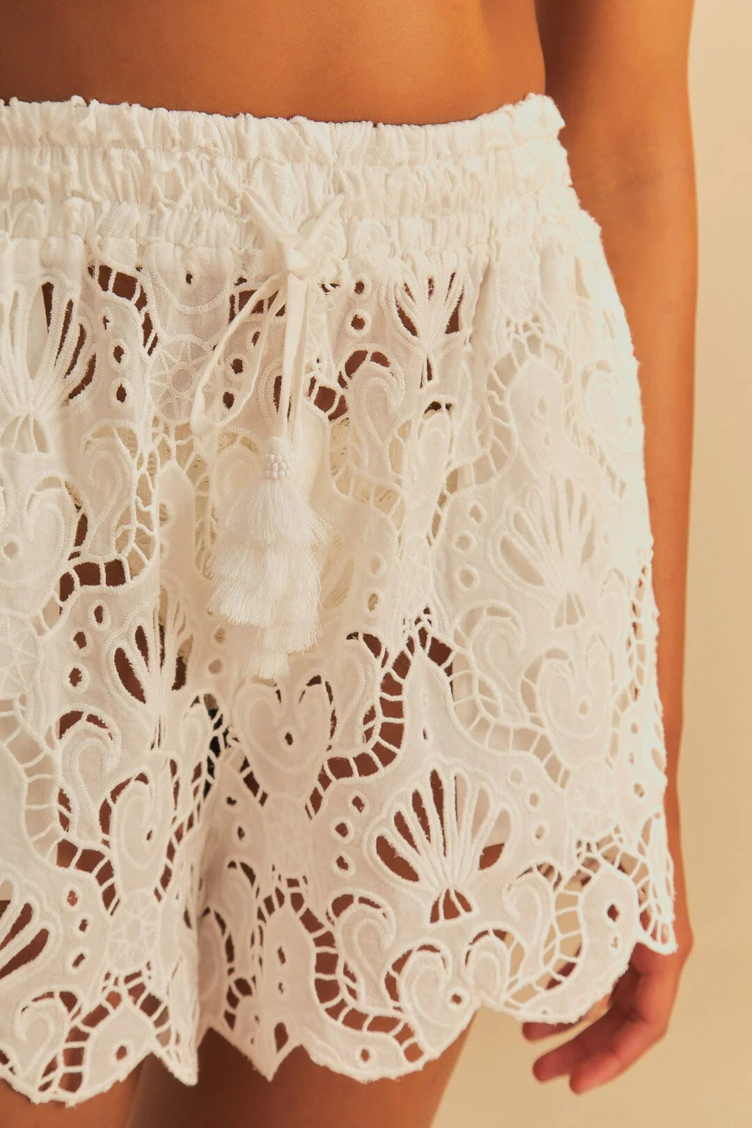 Load image into Gallery viewer, White Seashell Eyelet Short
