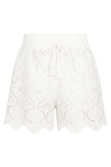 White Seashell Eyelet Short