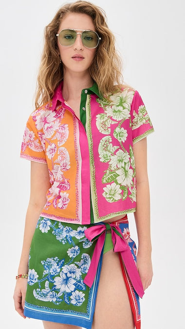 Floral Elegance Mixed Scarves Shirt