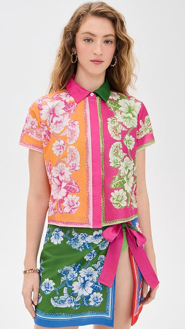 Floral Elegance Mixed Scarves Shirt