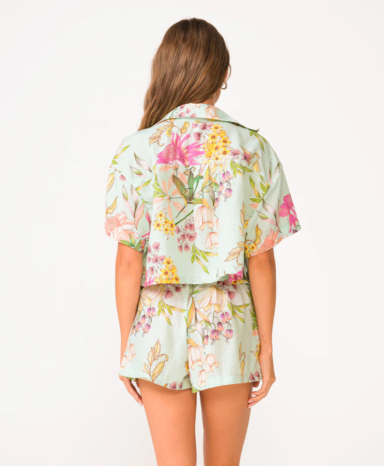 Load image into Gallery viewer, Darcy Button Crop Top Floret
