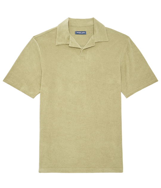 Load image into Gallery viewer, Men’s Faustino Terry Cotton Blend Polo - Jungle Green - Top
