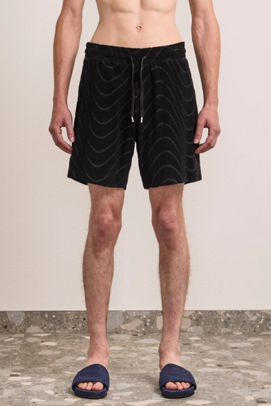Augusto Cotton Blend Fibra Jacquard Shorts Black