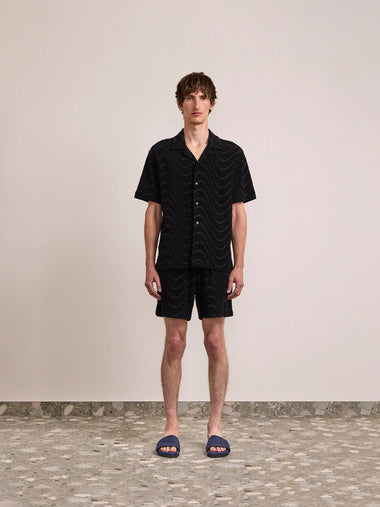 Augusto Cotton Blend Fibra Jacquard Shorts Black