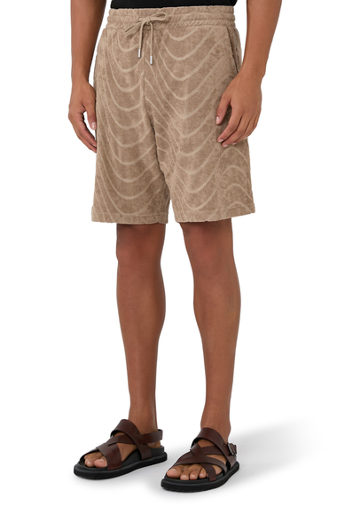 Augusto Cotton Blend Fibra Jacquard Shorts Khaki