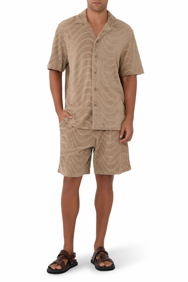 Augusto Cotton Blend Fibra Jacquard Shorts Khaki
