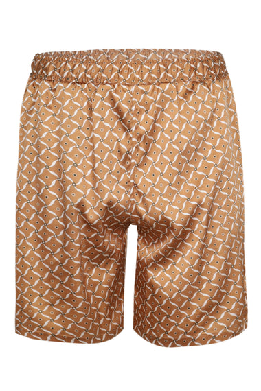 Palma Silk Lotus Printed Shorts Almond and Ivory