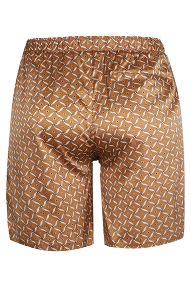 Palma Silk Lotus Printed Shorts Almond and Ivory