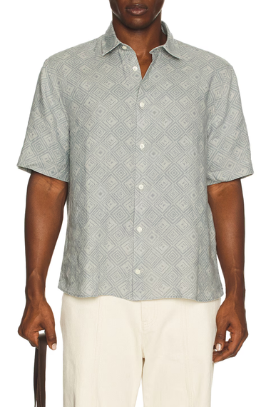 Castro Linen Shirt Angra Madeira Print Coastal Blue
