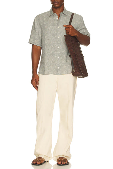 Castro Linen Shirt Angra Madeira Print Coastal Blue