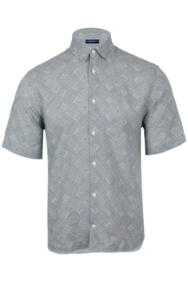Castro Linen Shirt Angra Madeira Print Coastal Blue
