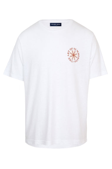 Dinis Linen Blend Art of Summering Printed Tee Copper