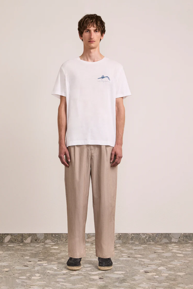 Dinis Linen Blend Montahna RDJ Printed Tee Coastal Blue