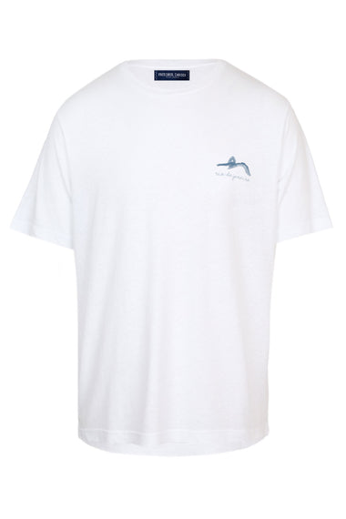 Dinis Linen Blend Montahna RDJ Printed Tee Coastal Blue