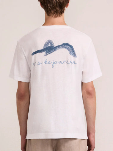Dinis Linen Blend Montahna RDJ Printed Tee Coastal Blue