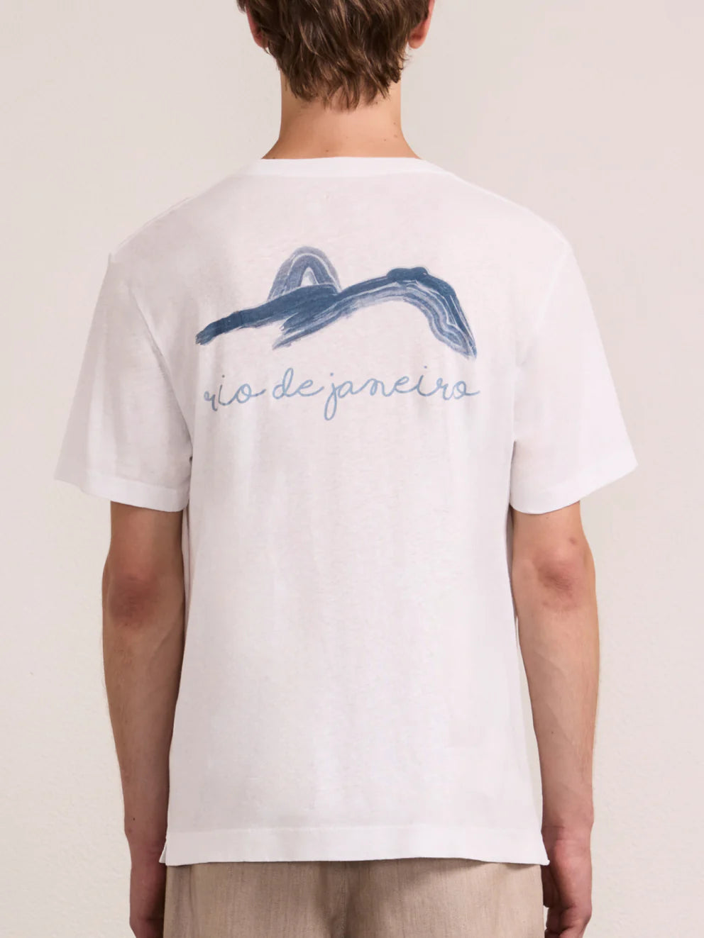 Load image into Gallery viewer, Dinis Linen Blend Montahna RDJ Printed Tee Coastal Blue
