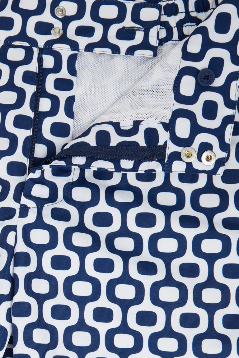 Load image into Gallery viewer, Porto Swim Shorts Ipanema Large Print Navy Blue
