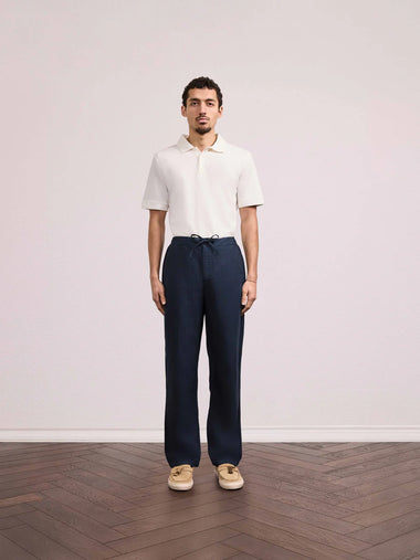 Mendes Linen Blend Trousers Navy