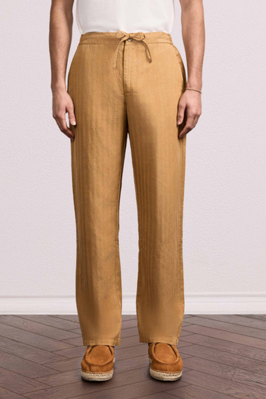 Mendes Linen Blend Trousers Stone Beige