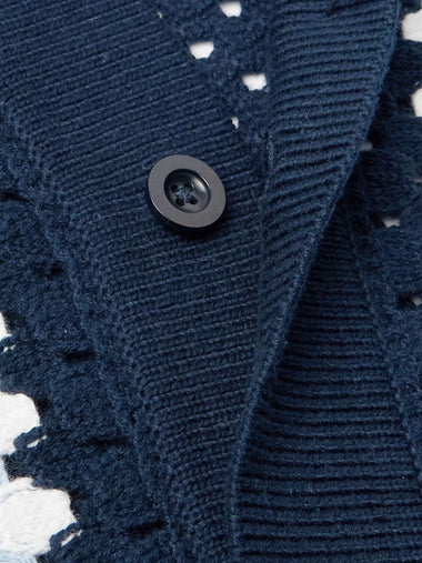 Pinto Cotton Crochet Cardigan Navy