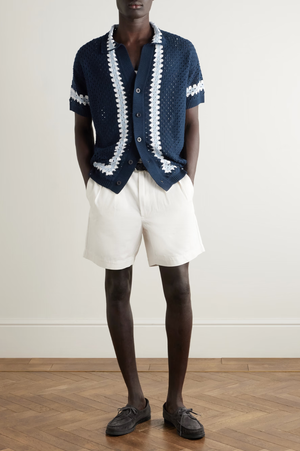 Pinto Cotton Crochet Cardigan Navy